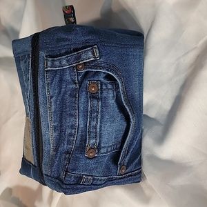 Handmade cosmetic bag from upcycled Rue 21 jeans